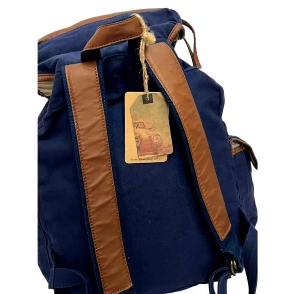 NWT! Hynes Eagle Retro Designer Canvas‎ Backpack 28L NAVY